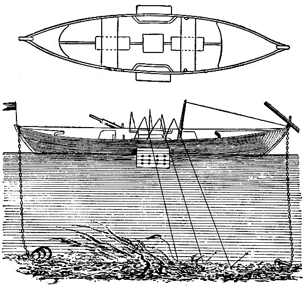 Рис.222. План и рисунок рыбачьей лодки